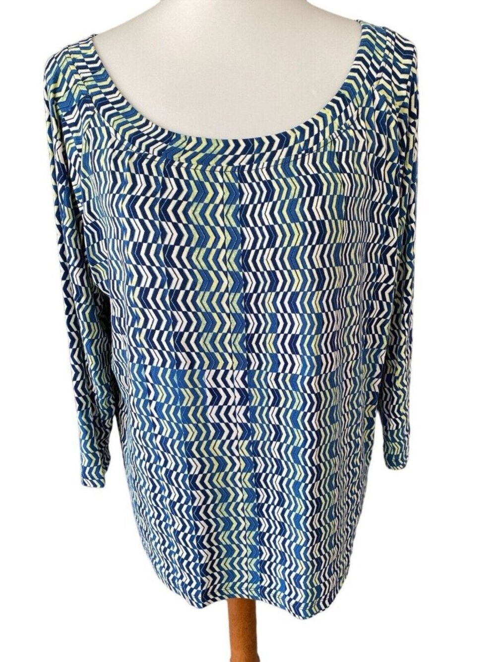 Skye's The Limit Multicolor Geometric 3/4 Sleeve Top-Size XL